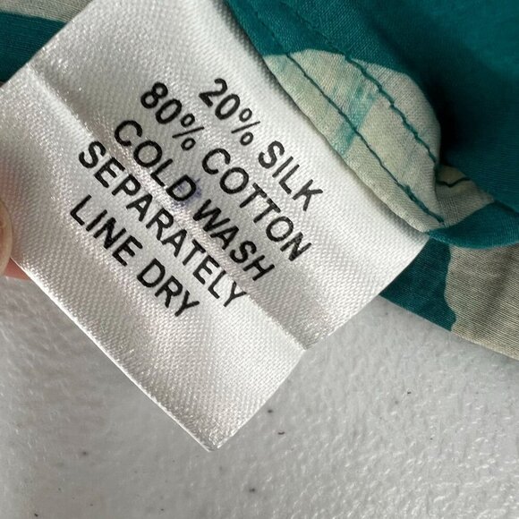 Marketplace of India S-L Silk Cotton Kimono Jacket Teal Global Batik Open Front - Picture 4 of 9